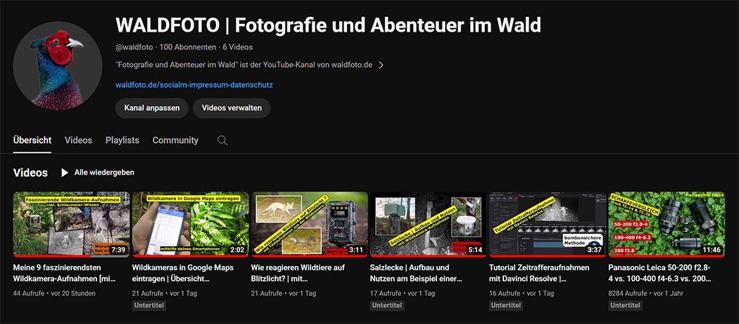 WALDFOTO YouTube-Kanal